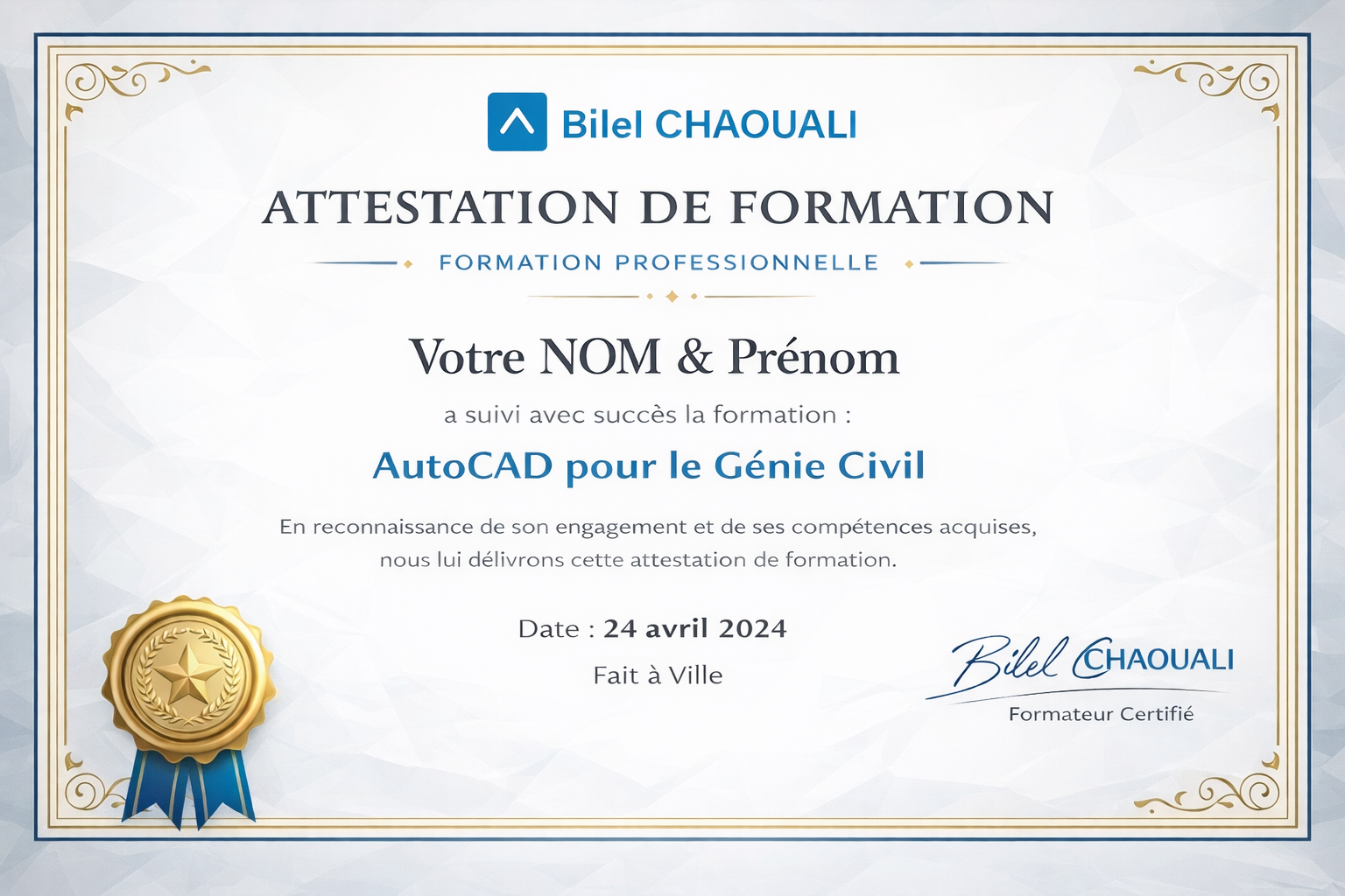 Exemple d’attestation (image)